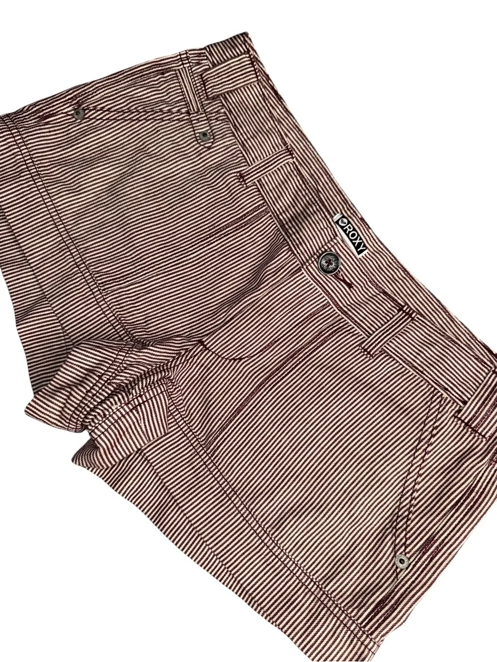 VTG Roxy Striped Cotton Shorts Womens Size 11 Low Rise Cuffed Surf Y2K